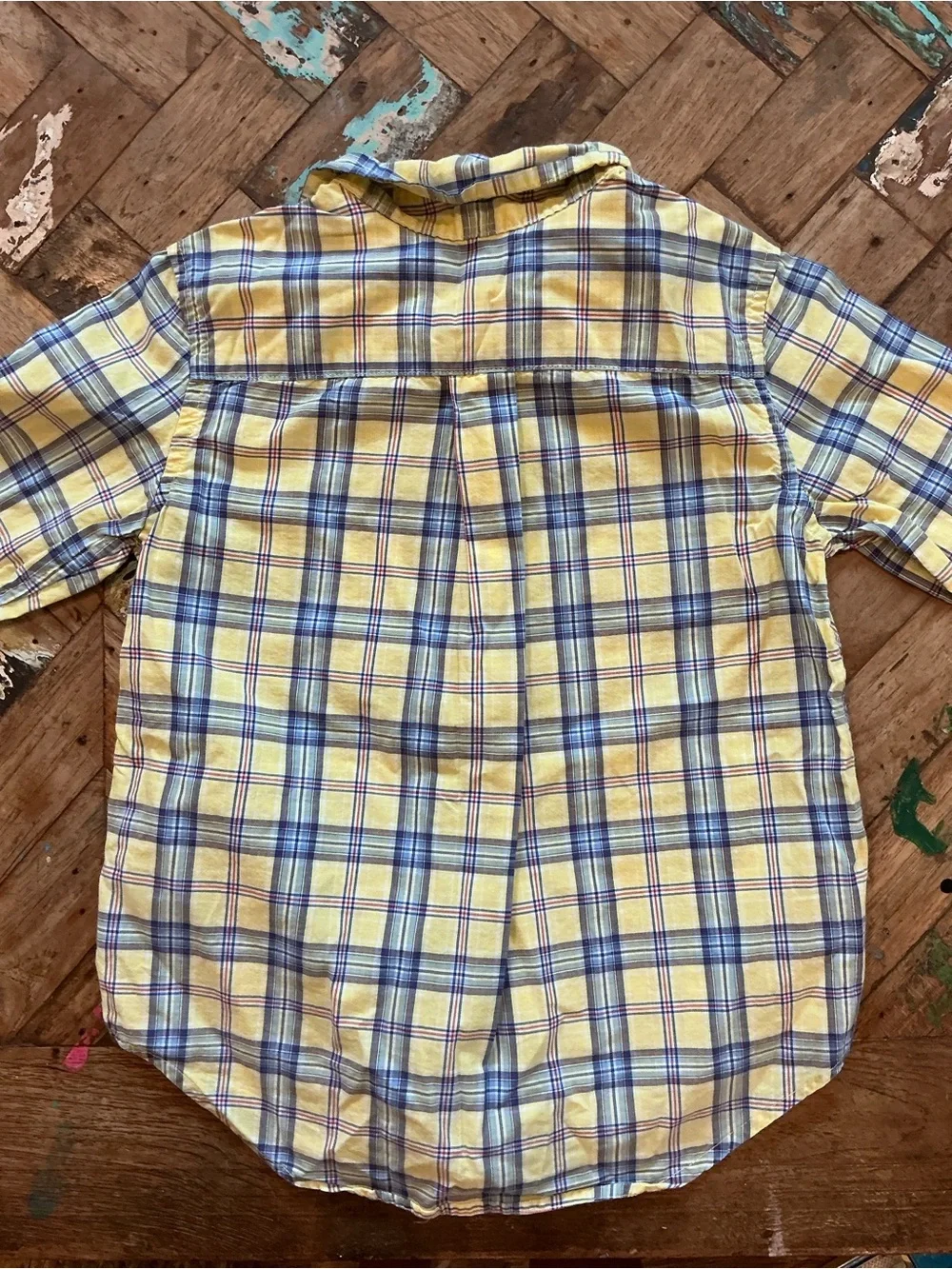 Ralph Lauren Yellow and Blue Plaid Shirt with Embroidered Logo